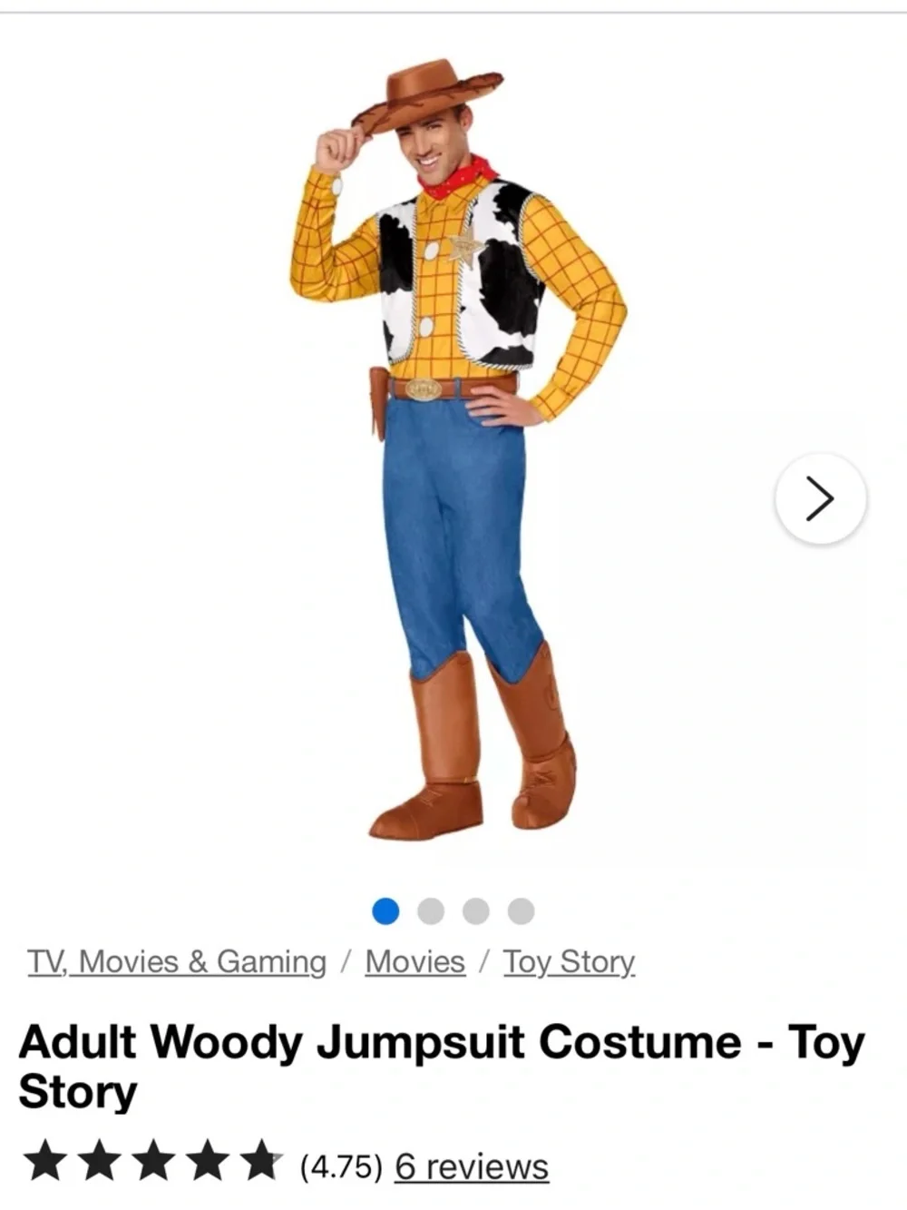 Men’s Spirit Halloween Pixar Disney’s Woody Toy Story Costume (Size XL) - Picture 7 of 7